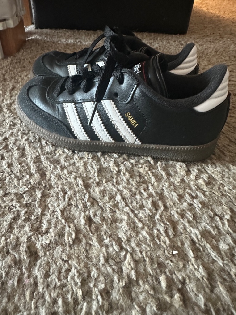adidas Kids Samba Black with White Stripes Sneaker